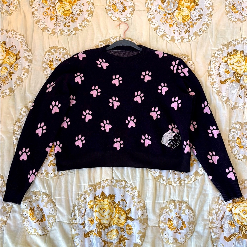 Blackmilk kitty cat yin-yang cropped sweater